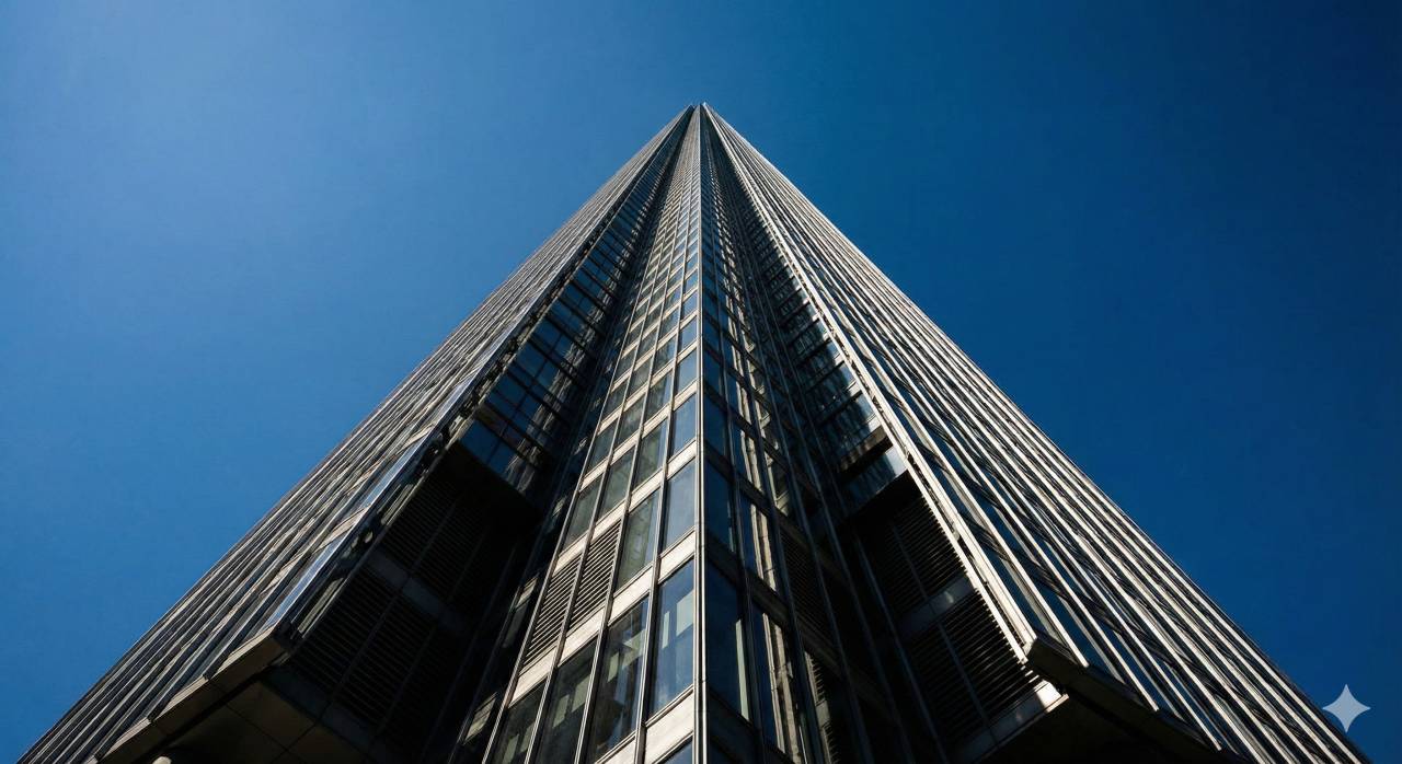 Ultra-wide smartphone city scene showing exaggerated perspective in architecture