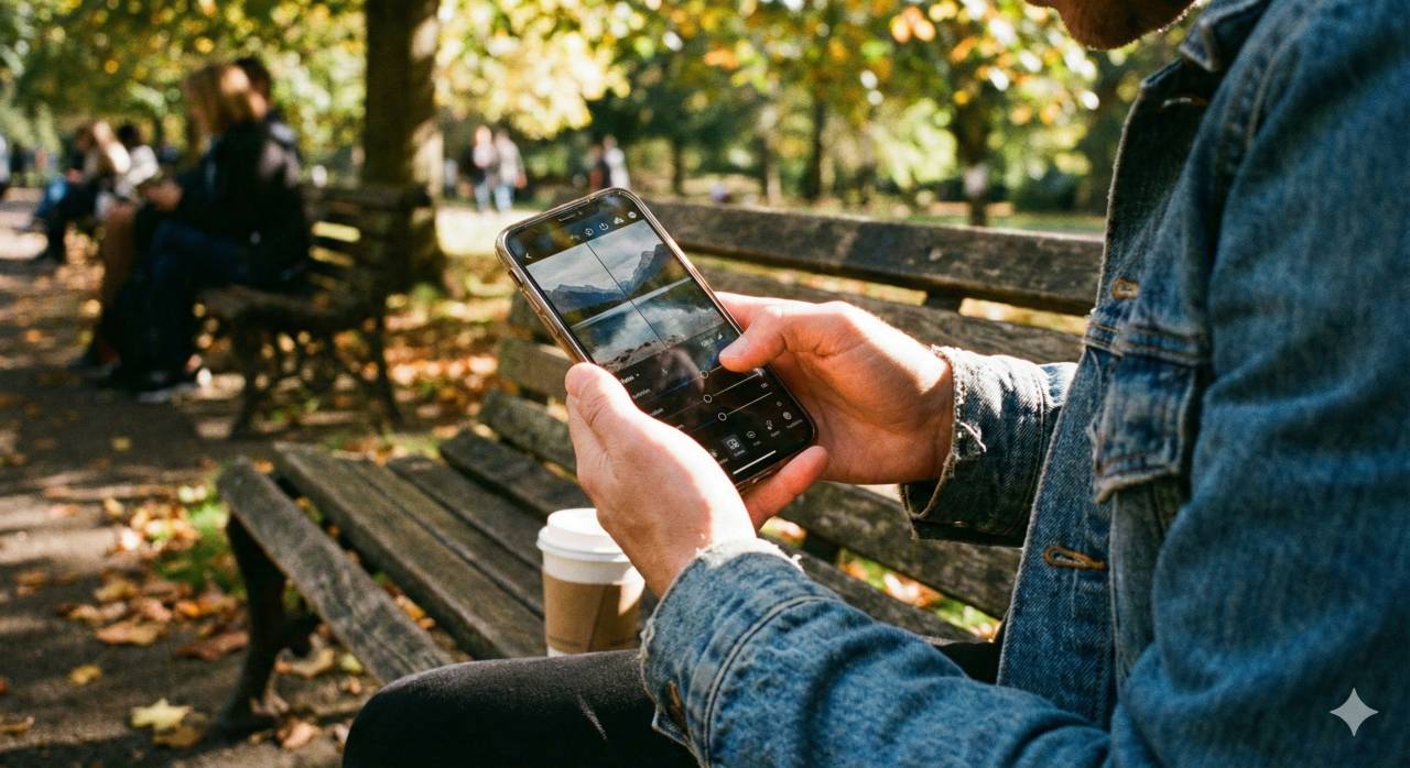 Example showing how moving closer or farther changes smartphone perspective