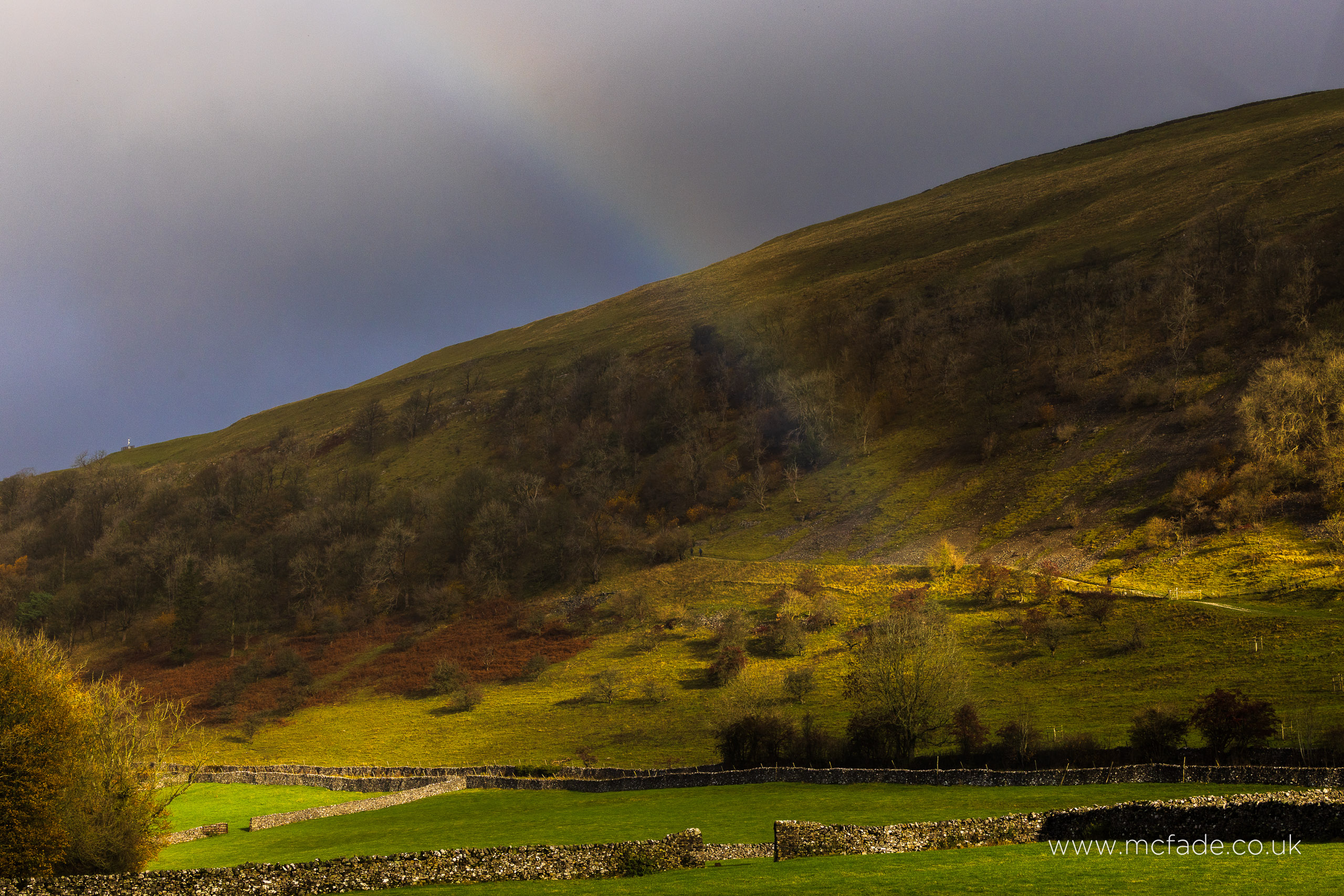 Yorkshire Dales hillside and dry-stone walls in Wharfedale